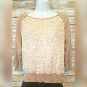 Anthropologie Knitted & Knotted Lace Top